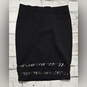 Warehouse One Black Skirt with Lace Detail on the Bottom of Skirt